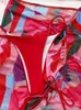 Women's Swimwear Bikini Women Swimsuit 2024 Red Halter Bikinis Set Sexy Backless Summer Three Piece Beach Wear Bathing Suit Female