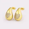 Stud Earrings Nidin Shiny Heart Pattern Large Water Drop Metal For Women Retro Smooth Chunky Ear Jewelry Wedding Gifts