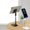 Stands Desktop Phone Holder Tablet Stand para iPad Phones Universal Suporte Metal Telescópico Ajuste Ajuste ângulo LIVO Suporte ao vivo