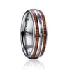 Wedding Rings 6mm Hawaiian Koa Wood And Abalone Shell Tungsten Carbide For Women MenWedding Lois22255n