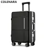 Luggage COLENARA Highquality Suitcase Men's Strong and Durable Trolley Case Multifunctional Aluminum Frame Boarding Box Rolling Luggage