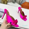 Crystal Stiletto Slippers Mules en cuir de soie pompes semelle extérieure pour femmes chaussures de soirée designers High Heels Factory Footwear