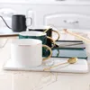 Tasses européennes tasse de café en céramique set marquer collation plate plate petite luxe de luxe élégant or or laitement frais buveur