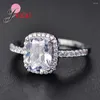 With Side Stones JEXXI Big Promotion Clear Cubic Zirconia High Quality S90 Silver Women Female Wedding Engagement Finger Rings Crystal