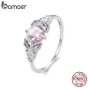 Ringe Bamoer 925 Sterling Silber Pink Stone Hollowout Schmetterlingsfinger Ring