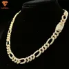 Arrival 925 Silver Hiphop Men Bling Iced Out 14mm Cuban Chain Necklace 18k Gold Plated Vvs Moissanite Diamond Figaro Chains