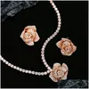 Set di gioielli da 18k rose in oro rosa laboratorio di moissanite set da festa collana per donne per le donne consegna di gocce dhioring dhgrw dhgrw