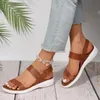 Sandali a cuneo in stoffa elastica in maglia da donna Scivolare su donne a piedi leggero più dimensioni comode scarpe estive donna 240407