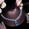 Colliers CWWZIRCONS BELLE BLEU BLEU CUBIQUE CUBIC CRISTAL SANDE DROP BUDAL MARDIAL Collier Party Bijoux pour femmes T605