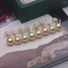 Studörhängen 9mm naturligt Southsea Gold Pearl Saltwater 18 K Earring Simple
