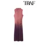 Casual Dresses 2024 Women Dress Fashion Silk Screen Printed Pleated Decoration For Slim Fit Midi Sleeveless Woman Female