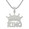 Full Splice Hip Hop Diamond Crown Letter King Alloy Personlig halsband