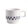Mokken American Simple Line Ceramic Coffee Cup Grote capaciteit Ontbijt Ontbijt Havermout Melk Prachtige mok porselein huisdecoratie