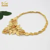 ANIID African Jewelery Sets Flower Earrings Choker Necklace Bracelet Hawaiian Indian Dubai Golden Jewelry For Women Accessories 240419