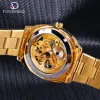 Kits Forsiner Fashion Transparent rétro Retro Automatique Mécanique Automatique Top Brand Luxury Full Golden Lumin Lumin Hands Skeleton Clock