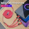 Intrekbare 3 in 1 USB -kabel voor iPhone Micro USB Type C kabel 3A snel oplaadbaar draagbare telefoonladerkoord voor Xiaomi Samsung