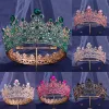 Sieraden Diezi Barokke hoofdkleding Green Rose Red Crystal Tiara Crown For Women Girls Wedding Princess Hair Hair Dress Party Accessoires