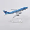 JASON TUTU 16cm Korean Air Boeing 747 Plane Model Aircraft Diecast Metal 1400 Scale Airplane Gift Collection Drop 240408