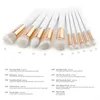 Makeup Brushes Professional Make Up Set 10/12pcs White Wood Handle Soft Cosmetic Facial Foundation Brush Kit With Retail Box Drop Deli OT5SX