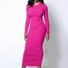 Vestidos casuais mulheres vestido maxi bainha de manga comprida Bodycon bodycon bodycon elástico elegante vestes vestidos vintage