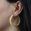 Серьги обруча 2024 Iced Out Bling Big Серьга для женщин Micro Pave Clear Cubic Zirconia 5a Cz Sparking 45mm Huggie Hoops