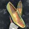 Casual Shoes Fashion Dressing Mens Colorful Snakeskin Pattern Low Heels Flats Loafers Man Large Size Leather