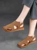 Lässige Schuhe Birkuir hohl aus geschlossene Toe Frauen Sandalen Luxus Hakenschleife Gladiator Beach echtes Leder 2024 Flachheelrutden