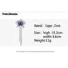 Brooches Shining Luxury Crystal Blue Flower Brooch Pin For Women Temperament Long Tassels Retro Female Wedding Banquet Jewelry