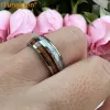 Bands iTungsten 8mm Tungsten Finger Ring for Men Women Engagement Wedding Band Koa Wood Meteorite Inlay Fashion Jewelry Comfort Fit