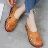Woman Flats Hollow Leather Women Shoes Genuine GKTINOO Summer Womens Loafers Breathable Beach Female Sandals Big Size 35-42 240412 294 s