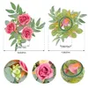 Faux Floral Greenery Candlestick Garland Artificial Rose Candle Holder Dekoracja mini róża sztuczna kwiat walentynki dekoracja domu 3 sztuki T240422