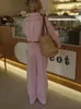 Женские брюки с двумя частями моды розовые пэчворки длинные брюки для женщин повседневная рубашка для лацка