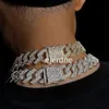 Collier de chaîne cubain glacé pour hommes femmes bling strass de coule