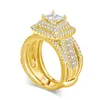 Szjinao Trending 2 stks trouwringen voor vrouwen met certificaat Princess Cut 1ct Ring Luxe sieraden paar cadeau verkoop 240401