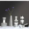 Vases Ceramic Vase Scandinavian Geometric Black And White Striped Bottle Modern Home Decoration Living Room Table Countertop