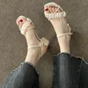 Kleiderschuhe Designer Frühlings Sommer Sexy Plissee Hollow Römische Frauen Sandalen dick mit wörschuhen hochern weibchen