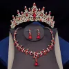 Colares de jóias de jóias de cristal verde de luxo para mulheres brincos tiaras colar vestido de noiva coroa jóias de jóias de noiva acessórios