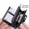Holders 2020 Portefeuille de support de carte de crédit RFID en aluminium pour hommes Id Habilleur à glissière Poss à main porte-clés Portefeuille en cuir RFID Mini portefeuille
