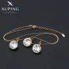 Necklaces Xuping Jewelry Charm Promotion Crystal Gold Plated Round Stone Shiny Jewellry Set with Necklace and Earring for Women Girl Gift