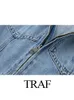 TRAF Fashion Women Women Denim Blue Belesuits Elegant Short Sleeve Label Twilar Jumpsuit Streetwear Trapstar 240408