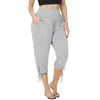 Women's Pants Capris New Summer Womens Plus Size Yoga Capris Indoor Casual Solid Comfortable Relaxing Jogger Wide Trousers with Pockets Y240422