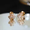 Designer Original High Version Van Lucky Clover Orecchini a diamante Full Diamond per donne placcate con mini petali in oro rosa 18k