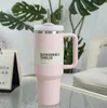 PINK Flamingo 40oz Quencher H2.0 Coffee Mugs Cups outdoor camping travel Car cup Stainless Steel Tumblers Cups with Silicone handle Valentine's Day Gift US Stock