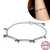 Strands New Hot 925 Silver Sparkling e Red Tennis Love Sign Flower Bracelet para jóias originais