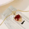 Hangende kettingen prachtige vergulde rode ketting romantische charmante edelstenen zirkoon kristal vrouwen sieraden verjaardagscadeaus