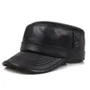 Basker 2024 män våren/vinter äkta läder fårskinn svart/brun platt baseball mössor man 55-60 cm utomhus snapback armé hatt