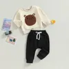 Одежда наборы для малыша Baby Girl Boy Boy Spring Fall Bear Bear Plush Вышивка с печеночной вышивкой с наряд с длинным рукавом с длинным рукавом.