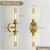 Wall Lamps Modern Brass Knurled Sconces With Glass Shades - Elegant 2-Light Gold Vanity Lights For Living Room Bedroom Hallway Kitch Dhsfj