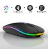 Camundongos Bluetooth sem fio recarregáveis com 2,4g Receptor 7 Color LED LUZ