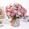 Dekorativa blommor Hydrangea Silk Flower Fake With STEM Realistic Center Office Home Decoration Wedding Bride Bouquet